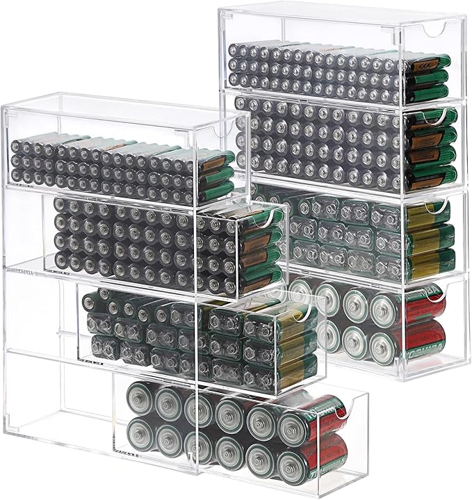 BTSKY 2 Pack Clear Acrylic Battery Storage Organizer by BTSKY