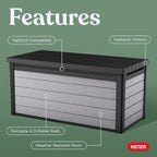 Keter Denali 150 Gallon Resin Large Deck Box with Double Wall 20mm Panels - Paintable and Drillable-Organization and Storage for Patio Furniture and Outdoor Items, Grey & Black - Image 3