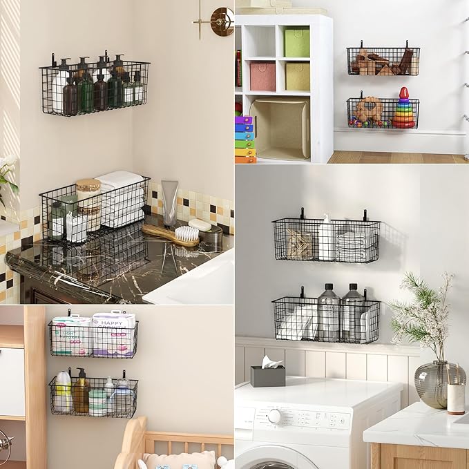 2 Sets Extra Large Hanging Wall Basket, WallmountedFruit Vegetable Toy Snack - Image 7