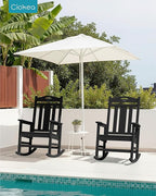 Ciokea Oversized Outdoor Rocking Chair, 380lbs Heavy-Duty Large Patio Rocker, Weather Resistant & Anti-Fade Porch Chair, High Back Cozy Rocking Chair for Outside, Fire Pit, Deck, Garden, Black - Image 2
