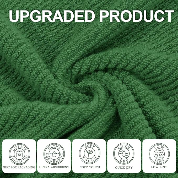 VOOVA & MOVAS Hunter Green Bath Towels, Bath Towels Set of 4, Large 30" x 56" - Image 2