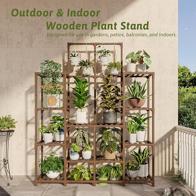 Plant Stand Indoor Outdoor 63" Tall Plant Shelf for Plants 12-Tier Large Plant Sheves for Living Room Heavy Duty Plant Rack Garden Balcony Patio Hanging Planter - Image 3