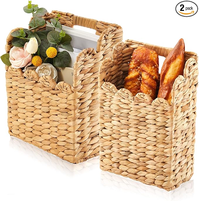 LemonRoad Wall Hanging Wicker Basket Set of 2, Handwoven Water Hyacinth Basket by Unknown
