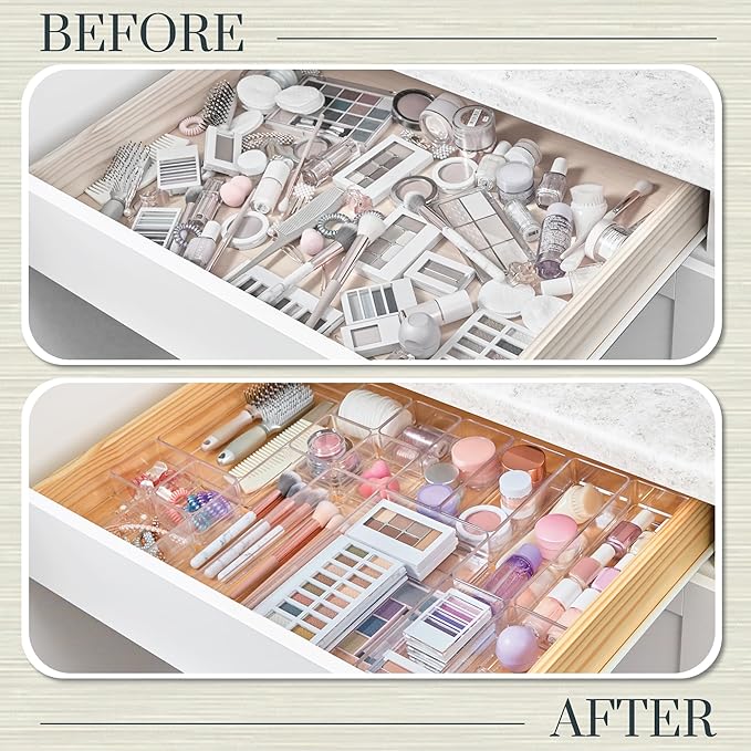 STORi SimpleSort 18-Piece Stackable Clear Drawer Organizer Set | Multi-size - Image 6