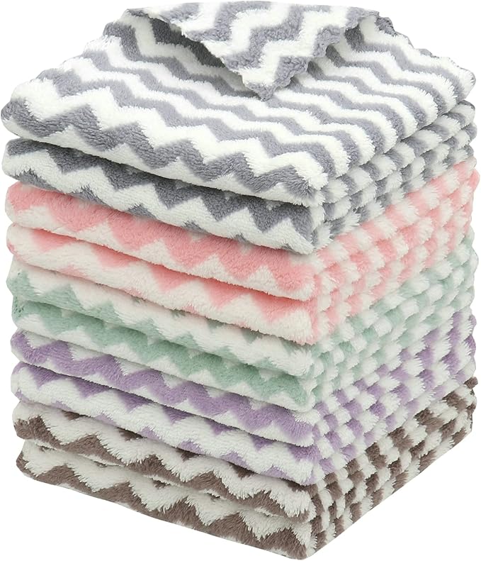 Microfiber Cleaning Cloth Lint Free Cleaning Rags, 10 Pack Fast Drying Dish Rags by HFGBLG
