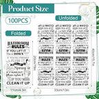 100 Pcs Bathroom Rules Paper Napkins Disposable Hand Towels - Image 2