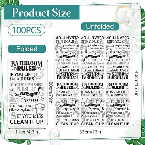 100 Pcs Bathroom Rules Paper Napkins Disposable Hand Towels - Image 2
