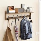 BAMEOS 35" L Wooden Coat Rack Wall Mount, Large Wall Coat Hooks - Image 5