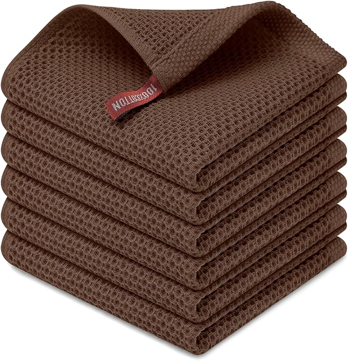 Kitinjoy 100% Cotton Kitchen Dish Cloths, 6 Pack Waffle Weave Ultra Soft by Kitinjoy