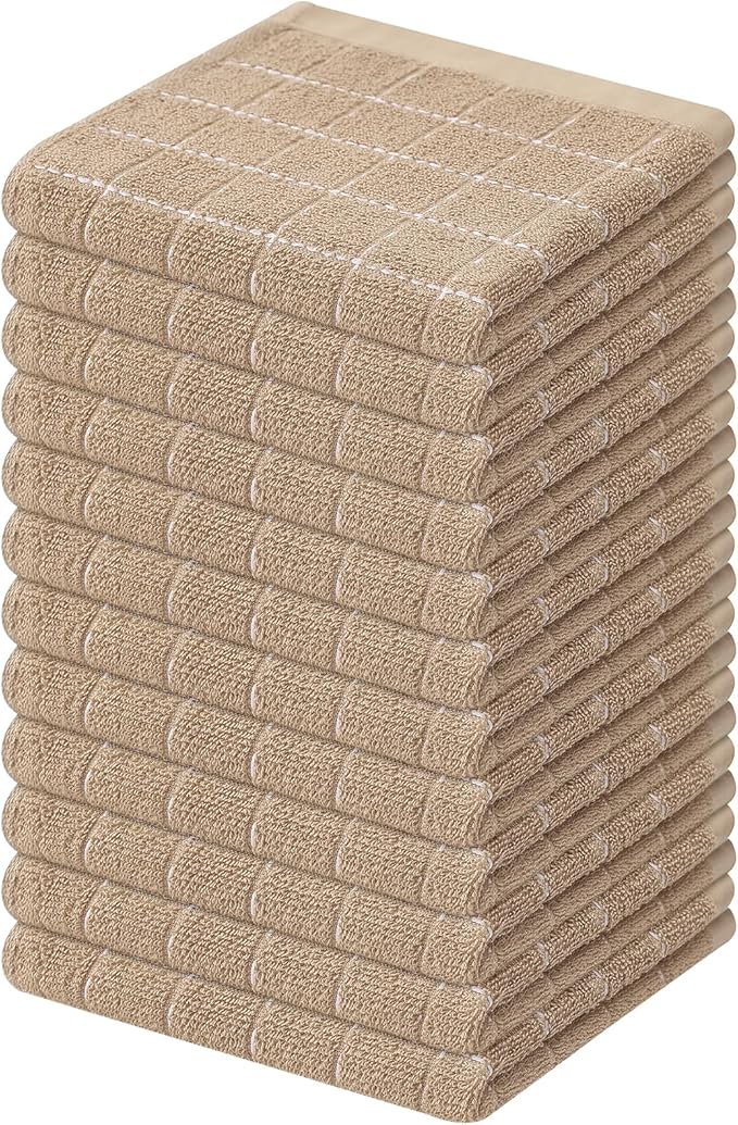 Mordimy 100% Cotton Terry Cloth Dish Cloths, Soft and Absorbent Checkered Dish by Mordimy