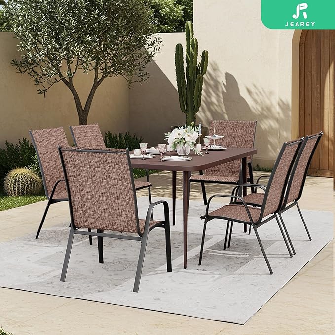 JEAREY Patio Dining Table, Outdoor Dining Table All-Weather for Garden, Backyard, Lawn, Coffee - Image 5