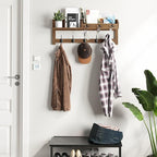 AMBIRD Wall Hooks with Shelf, 26.57 Inch Entryway Wood Coat Hooks - Image 4