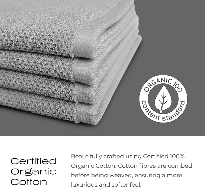 Luxury Silver-Infused Gray Washcloths 4-Pack, 12.9"x12.9" - Image 3