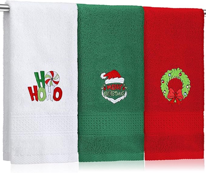3 Pcs Merry Christmas Hand Towels by SmoothNovelty