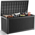 320 Gallon Outdoor Deck Box, Lockable Waterproof Outdoor Storage Boxes For Garden Tools,Indoor Cushions,Accessories Outside Storage Resin Weatherproof Container(Black) by MAIUSCOLI