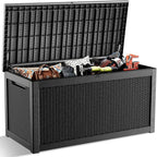320 Gallon Outdoor Deck Box, Lockable Waterproof Outdoor Storage Boxes For Garden Tools,Indoor Cushions,Accessories Outside Storage Resin Weatherproof Container(Black) by MAIUSCOLI