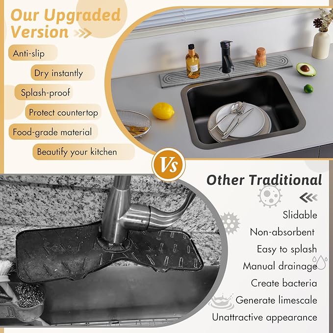 Diatomite Sink Protector for Kitchen, 23.6" Durable Faucet Mat Splash Guard - Image 7
