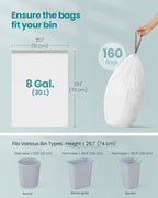 SONGMICS Trash Bags for 8-Gallon Trash Cans, Drawstring Kitchen Garbage Bags - Image 6