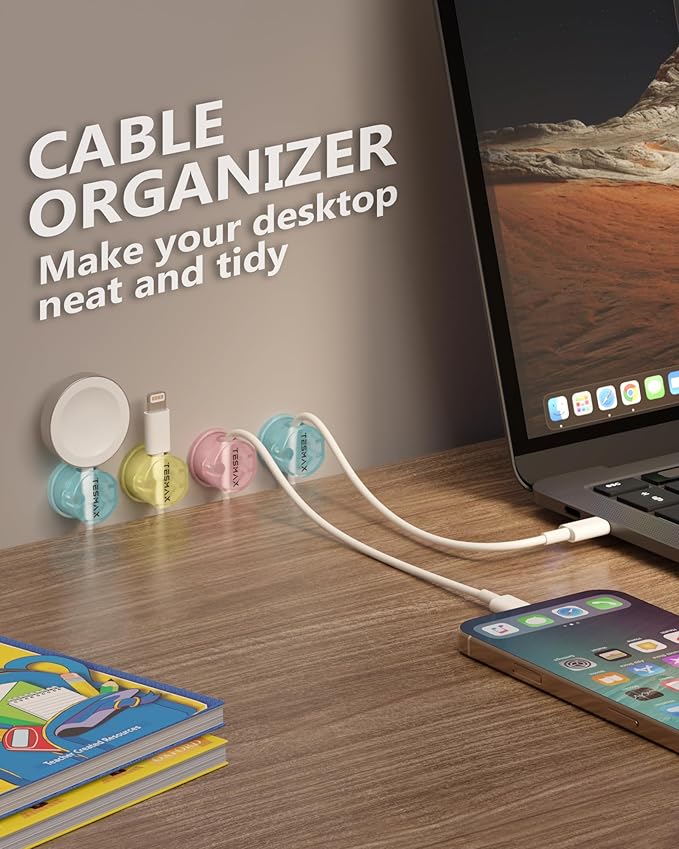 Magnetic Cable Clips 360° Rotation Cord Holder, Adhesive Cord Clips - Image 5