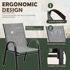 Flamaker Patio Chairs Stackable Dining Chairs Set of 4 Metal and Teslin Outdoor Chairs for Lawn Deck Balcony Porch (Grey) - Image 4