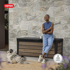 Keter Everwood 120 Gallon Resin Signature Collection Large Outdoor Storage Box for Patio Furniture, Outdoor Cushions, Garden Tools and Pool Gear, Walnut - Image 11