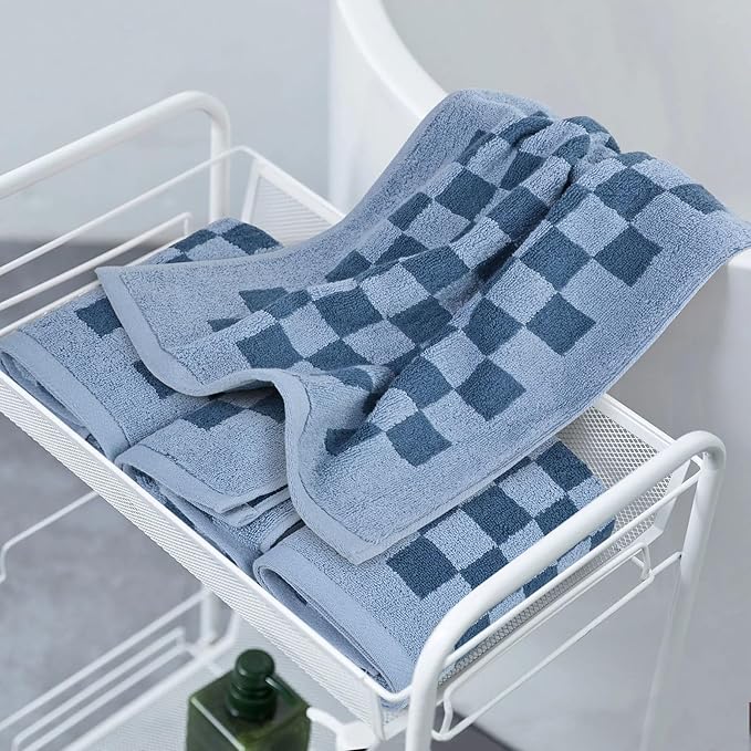 Jacquotha Bathroom Hand Towels Set of 4, Checkered Towels - Image 6