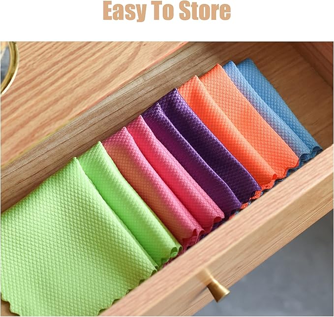 Streak-Free Miracle Cleaning Cloths, 20 Pack Fish Scale Cleaning Cloth Reusable - Image 7