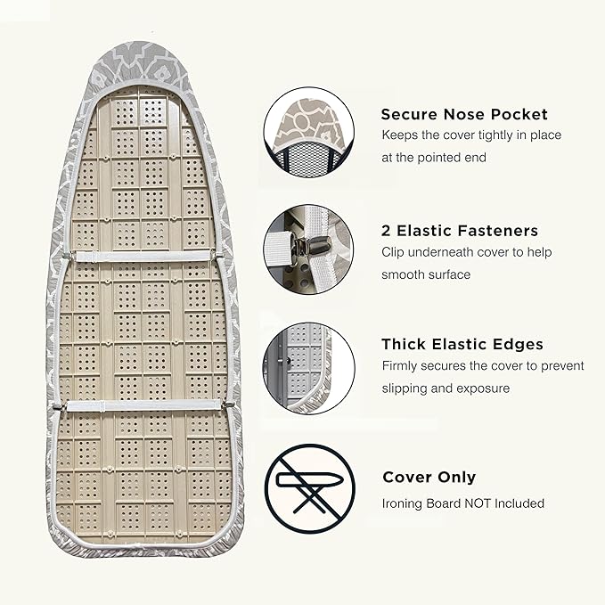 Ironing Board Cover and Pad 18"x49" Extra Thick Natural Cotton, Scorch and - Image 3