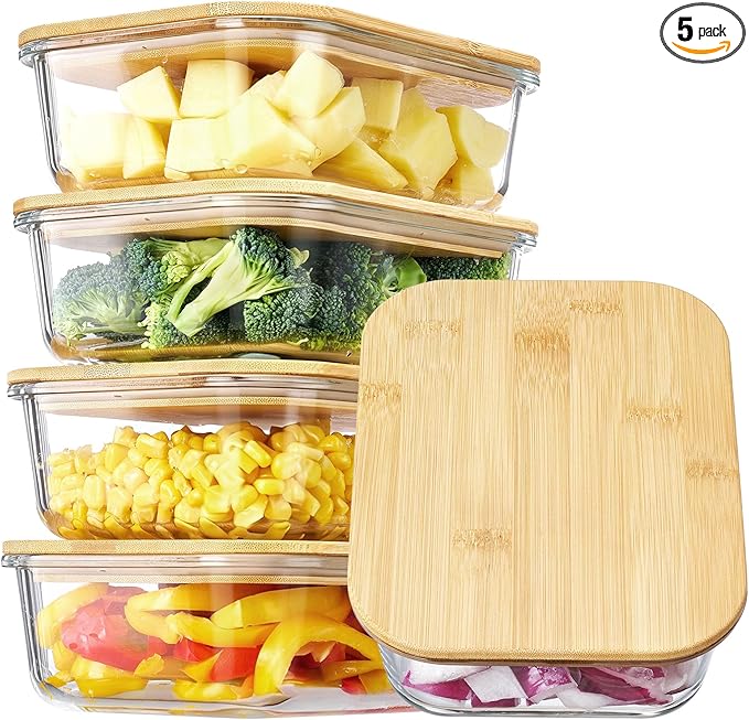 Vtopmart 5 Pack 35oz Glass Containers by Vtopmart
