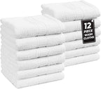 LANE LINEN 12 PC Wash Cloths Bathroom Set -100% Cotton Highly Absorbent by LaneLinen