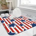 Dish Drying Mat Watercolor Blue Star Red Stripes Kitchen Mat 16"x24" Bsorbent by Unknown