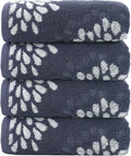 Pidada Hand Towels Set of 4 Hydrangea Floral Pattern 100% Cotton Absorbent Soft by Pidada