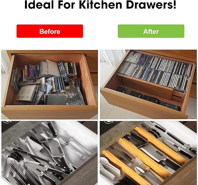 ANTOWIN Bamboo Drawer Dividers Organizers 16pcs, Expandable Drawer Separators - Image 2