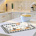 Halloween Dogs Dish Drying Mat for Kitchen Countertop 16x18 Raven Bat Pumpkin - Image 6