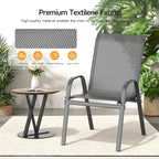 ONBRILL Patio Chairs set of 2, Easy Assembly Stackable Outdoor Dining Chairs with Wide Seat and Sturdy Metal Frame, Breathable All Weather Textilene Outdoor Chairs Set of 2 for Deck, Pool, Porch, Grey - Image 8