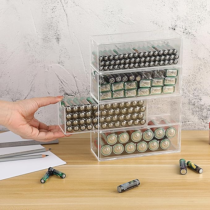 BTSKY 2 Pack Clear Acrylic Battery Storage Organizer - Image 2