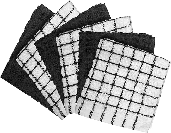 Bumble Premium Cotton Dish Cloths 12" x 12"| Black Design | 405 GSM | Highly - Image 2