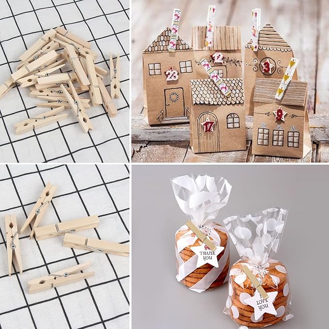 KIMOBER 2.87Inch Large Wooden Clothespins, Sturdy Natural Wooden Craft Peg Pins - Image 6