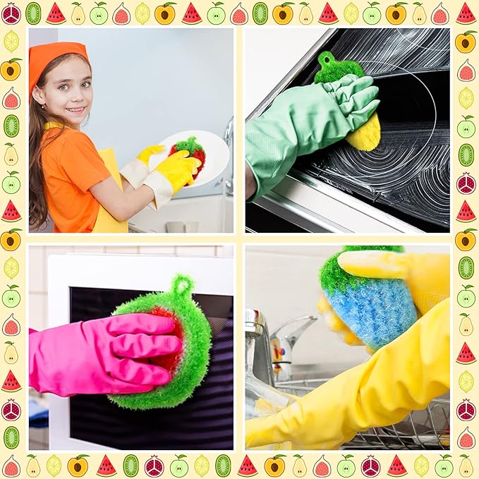 Vesici 10 Pieces Fruit Dish Scrubber Non Scratch Cleaning Sponge Double Layered - Image 5