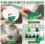Tioncy 12 Pack Christmas Tree Kitchen Sponges Bulk Dual Sided Scrubber Sponges - Image 4