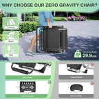 Suteck Oversized Zero Gravity Chair,33In XXL Outdoor Recliner Chair w/Removable Cushion&Headrest, Camping Lounge Chair w/Upgraded Lock&Footrest, Reclining Patio Chairs for Indoor Outdoor,500LBS - Image 5