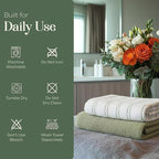 MosJos Kitchen Towels, Cotton Hand Towels, Sage Green and Cream Ribbed - Image 7