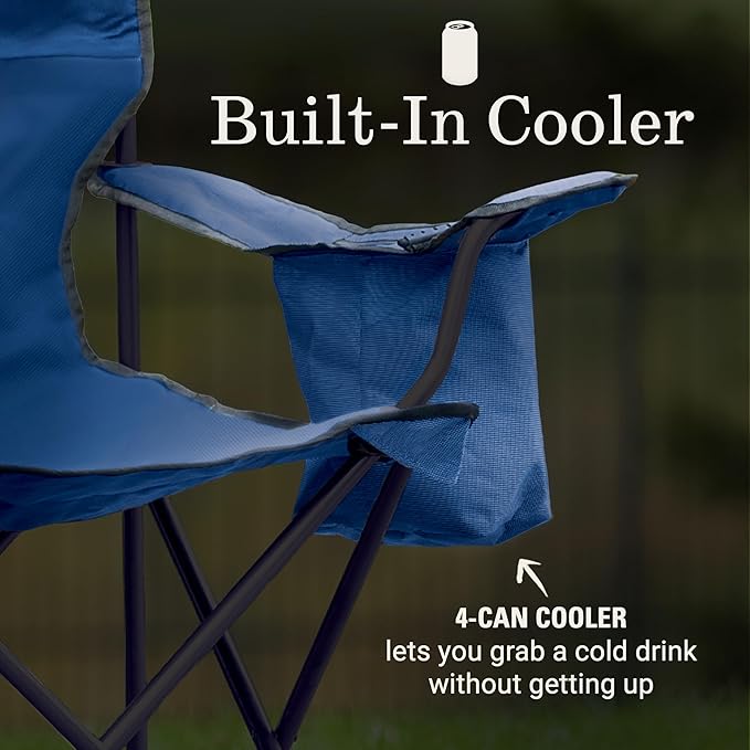 Coleman Portable Camping Chair with 4-Can Cooler, Cushioned Seat & Back with Side Pockets & Cup Holder, Carry Bag Included, Great for Camping, Tailgating, Firepits, Patio, & More - Image 3