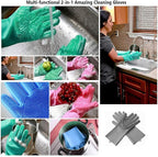 Magic Dishwashing Cleaning Sponge Gloves Reusable Silicone Brush Scrubber Gloves - Image 3