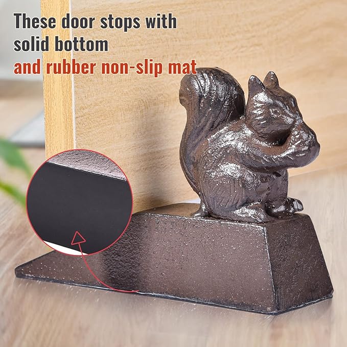 Sungmor Heavy Duty Cast Iron Squirrel Door Stops | Decorative Cute Animal - Image 4