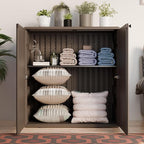 Indoor Outdoor Storage Cabinet Waterproof with 1 Shelf, Plastic Outdoor Storage Cabinets for Patio/Garden/Backyard, Size 34.3''L*15''W*36.2''H(Brown) - Image 6