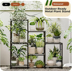 Bamworld Black Plant Stand Outdoor Metal Plant Shelf for Multiple Plants 3 Tiers Ladder Plant Holder Waterproof for Garden Living Room Patio Morden Home Decor Gardening Gifts - Image 2