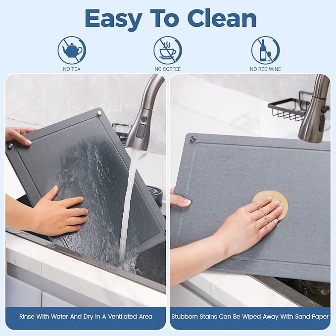 5pcs Stone Dish Drying Mats for Kitchen Counter, Quick Dry Water-Absorbent - Image 7