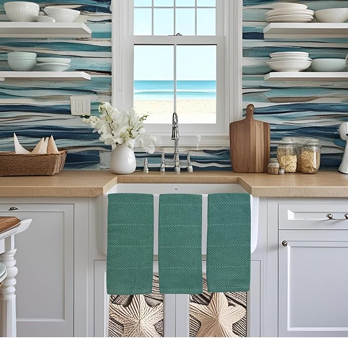 Serafina Home Dark Emerald Green Kitchen Hand Dish Towels: Oversized 28" x 18" - Image 8