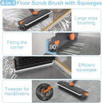 Floor Scrub V Brush with Long Handle 4 in 1 Silicone Scrape and Stiff Bristle - Image 6